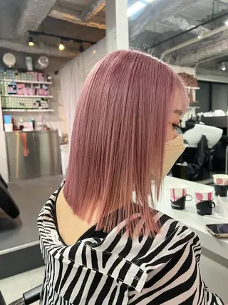 ミディアム カラー ハイトーン&髪質改善 &韓国エクステ🤎のヘアスタイル