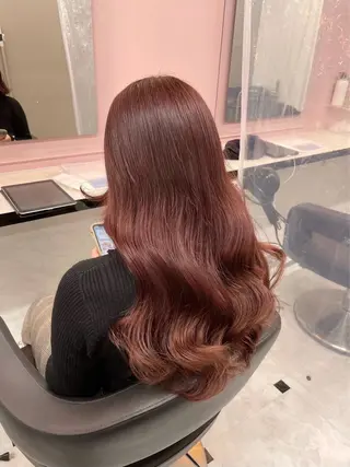 ロング カラー 韓国風艶髪🎀 暖色カラー🤍のヘアスタイル