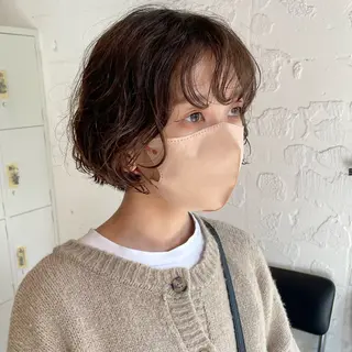 ショート カラー パーマ 🌿レイヤーボブ/パ ーマ🌿　木梨健太のヘアスタイル