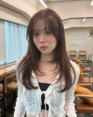 セミロング レイヤー/顔周り/ 透明感/ののか💞のヘアスタイル