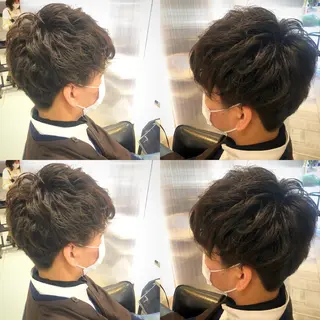 ショート パーマ ヘアアレンジ メンズ 金森 斗夢のヘアスタイル