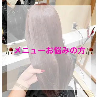 セミロング カラー ヘアアレンジ 🥀暖色韓国ヘア💕 保科侑花のヘアスタイル