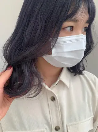 ミディアム カラー ayaka 縮毛矯正レイヤーのヘアスタイル