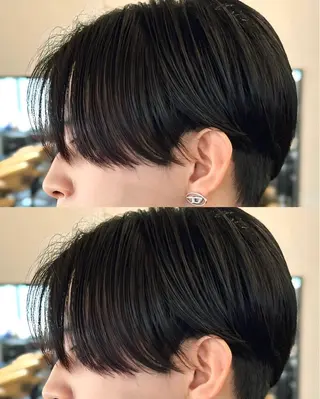 メンズ 曲がる縮毛矯正 センターパート/翼のヘアスタイル