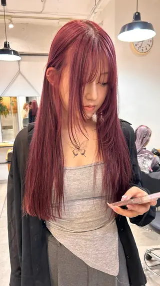 セミロング カラー じゅわっと暖色カラー 🍊Moemiのヘアスタイル