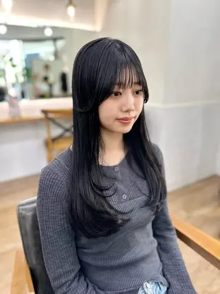 ロング カラー パーマ ヘアアレンジ メンズ キッズ レイヤーカット 🌿透け感カラーのヘアスタイル