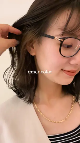 ミディアム 落合希 Olivebeigeのヘアスタイル