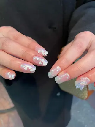 ネイル はばすみれ🎀ﾈｲﾙ 光ﾌｪｲｼｬﾙ ﾍｱのネイルデザイン