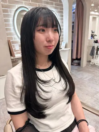 ロング ボブ、レイヤー、 ハイトーン、古淵のヘアスタイル