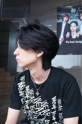 ミディアム パーマ メンズ 湖城 恵吾のヘアスタイル