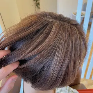 ミディアム カラー 酸性ストレート/ブリ ーチなしWカラー河本のヘアスタイル