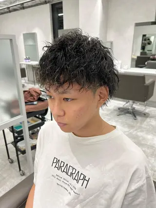 ショート カラー パーマ メンズ 関西センターパート メンズモデル募集のヘアスタイル