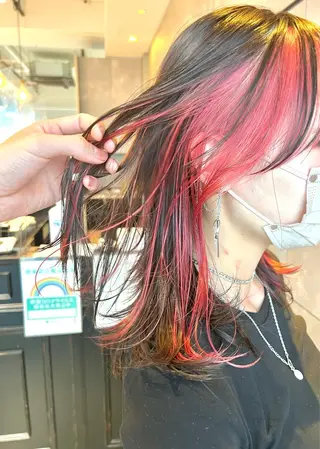 ミディアム カラー ヘアアレンジ 🌈インナーカラー ‘ショウマ’🌈のヘアスタイル