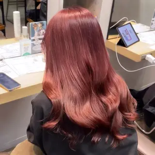 ロング カラー 艶暖色カラー🍒 縮毛矯正ほののヘアスタイル