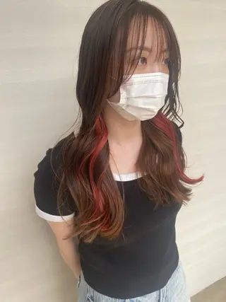 ロング カラー レイヤー・ハッシュ ・ウルフカット/川崎のヘアスタイル