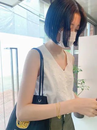 ショート カラー ボブパーマコテ巻き風 パーマNo1深江秀平のヘアスタイル