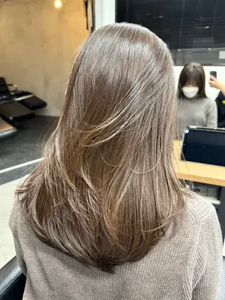 セミロング カラー ブリーチダブルカラー ハイライト/山本喜熙のヘアスタイル