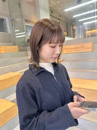 ミディアム カラー 染谷 遥花のヘアスタイル