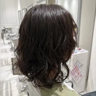 ミディアム パーマ ハッシュカット 田窪珠妃のヘアスタイル