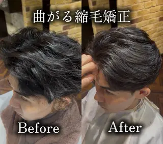 ショート 曲がる縮毛 フェザー ニュアンス  佐々木のヘアスタイル