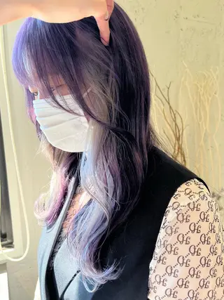 セミロング カラー 透明感ハイトーン🦄 キラ🌈のヘアスタイル