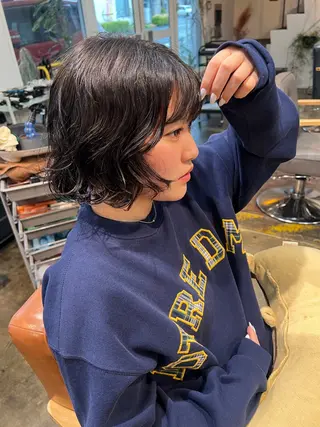 ショート パーマ くまざき　なな /メンズモデル募集のヘアスタイル