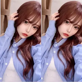 ロング カラー 韓国風ハッシュカット 似合わせレイヤー池袋のヘアスタイル