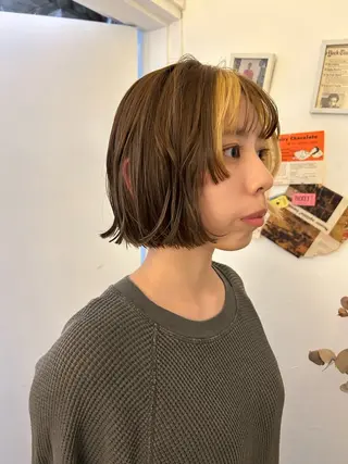 ミディアム カラー maho/垢抜け カラーパーマメイクのヘアスタイル