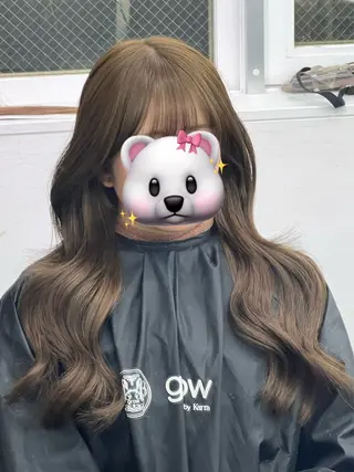 ロング カラー 韓国🤍ワンホンヘア みかん🇨🇳のヘアスタイル