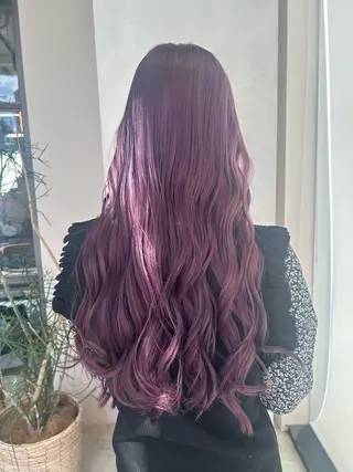 ロング カラー ピンク/ベージュ /似合わせ/田島百華のヘアスタイル