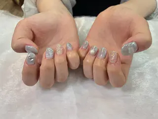ネイル はばすみれ🎀ﾈｲﾙ 光ﾌｪｲｼｬﾙ ﾍｱのネイルデザイン