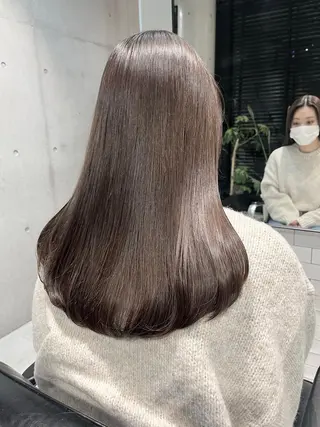 セミロング カラー パーマ ヘアアレンジ 透明感/オリーブ/ グレージュ/YUKAのヘアスタイル