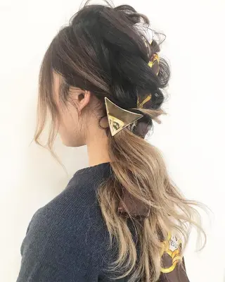 ロング カラー パーマ ヘアアレンジ メンズ キッズ ネイル マツエク・マツパ Lien 深井店のヘアスタイル