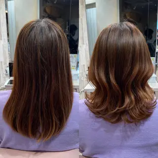 ミディアム 顔まわりカット🌟 くびれヘア/寺門遥輝のヘアスタイル