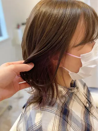 ミディアム カラー 酸性ストレート/ブリ ーチなしWカラー河本のヘアスタイル