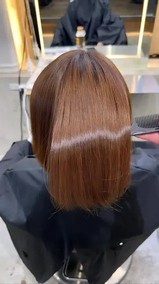 ショート カラー パーマ 縮毛矯正×艶髪カラー 髪質改善/三ツ木のヘアスタイル