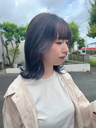 ミディアム カラー 個性派/ハイトーン ✨✨　稲吉菜々美のヘアスタイル