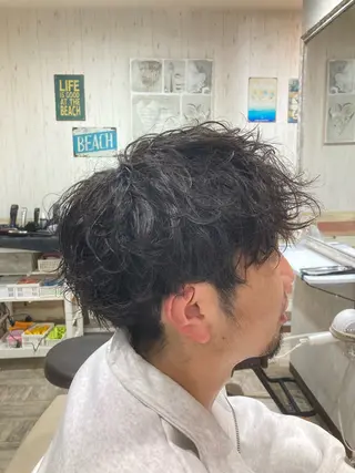 ミディアム パーマ メンズ 💥桜木町メンズ専門 💥ルキのヘアスタイル
