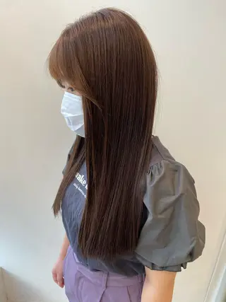 ロング カラー 小顔レイヤー/ ベージュ🤍Rieのヘアスタイル