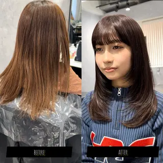 ミディアム カラー プルエクステ/透明感 カラー✨KAZUKIのヘアスタイル