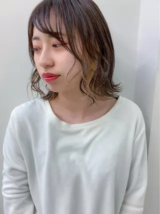 ミディアム カラー メンズ ボブ特化美容師/ ボブパーマ/ミツイのヘアスタイル