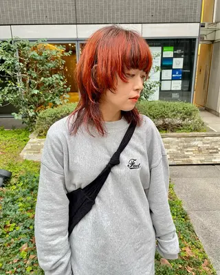 セミロング カラー パーマ ヘアアレンジ メンズ キッズ ネイル マツエク・マツパ アイブロウ tatsumi/ボブ ウルフ/レイヤーのヘアスタイル