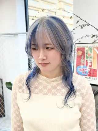セミロング 🤍ムラ修正ブリーチ 🤍原宿/YUUのヘアスタイル