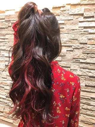 ロング カラー ヘアアレンジ 立川 allu|細谷 ションのヘアスタイル