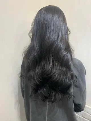 ロング カラー パーマ ヘアアレンジ きむえり/髪質改善 /うねり広がり改善のヘアスタイル