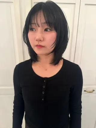 ミディアム カラー ブリーチカラー🎀 韓国風/寺門美優のヘアスタイル