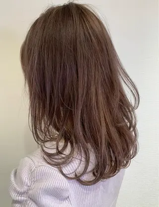 ロング カラー パーマ ヘアアレンジ 透明感/オリーブ/ グレージュ/YUKAのヘアスタイル