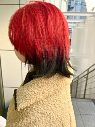 セミロング カラー ヘアアレンジ 🌈インナーカラー ‘ショウマ’🌈のヘアスタイル