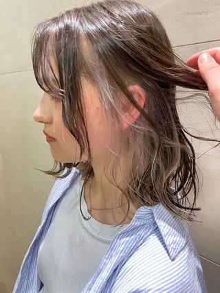 ミディアム カラー ボブ/透明感 カラー /風花のヘアスタイル
