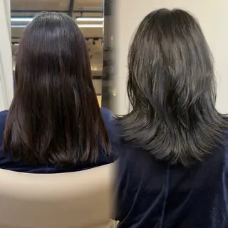 ミディアム ウルフ/レイヤー/ ブリーチカラーのヘアスタイル